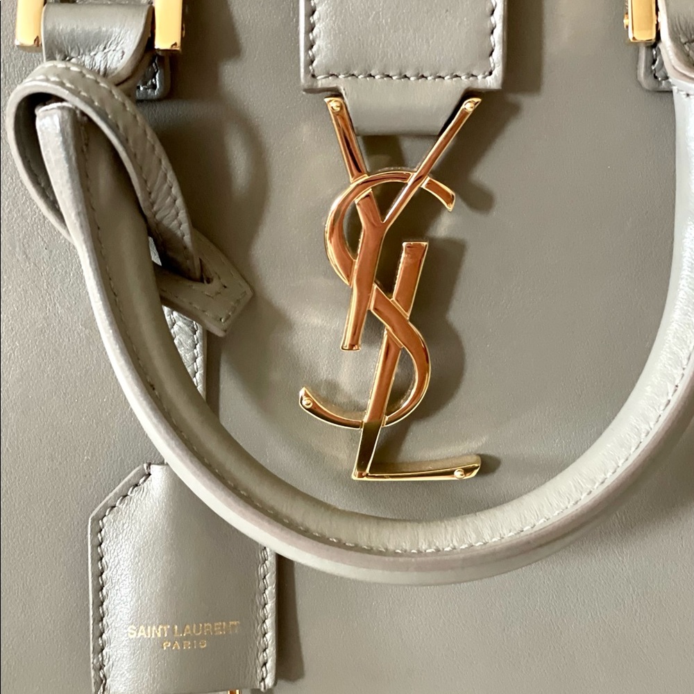 YSL monogram cabas leather bag, gray in good condition